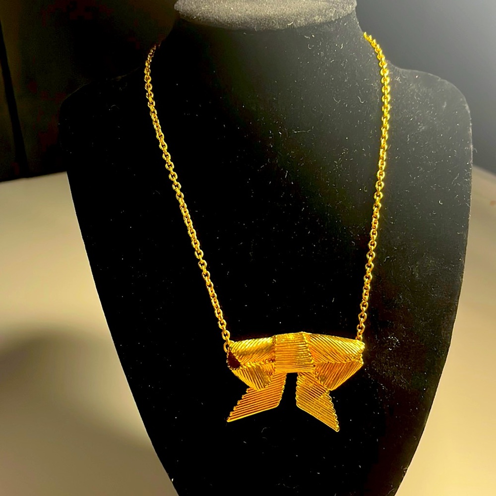 Kate Spade all wrapped up gold bow necklace